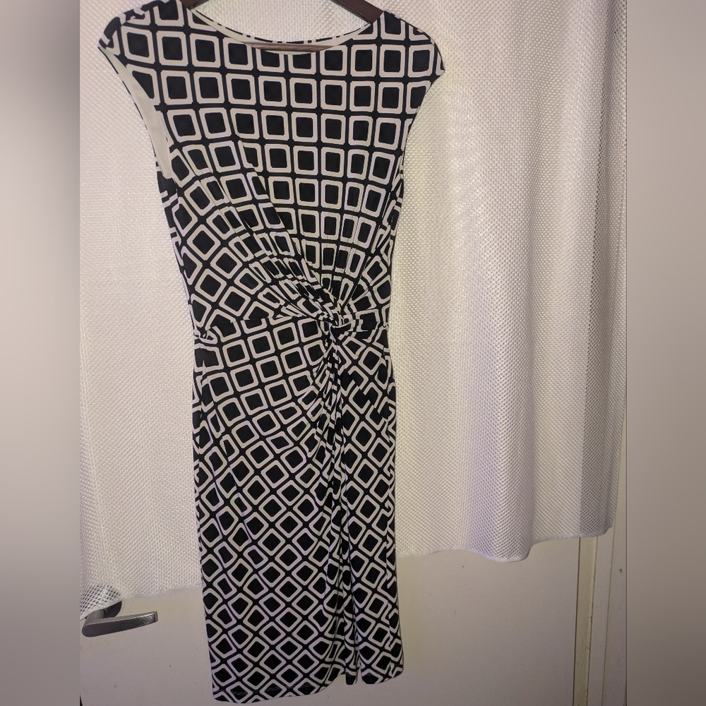 Ralph Lauren Black and White Patterned Midi Dress